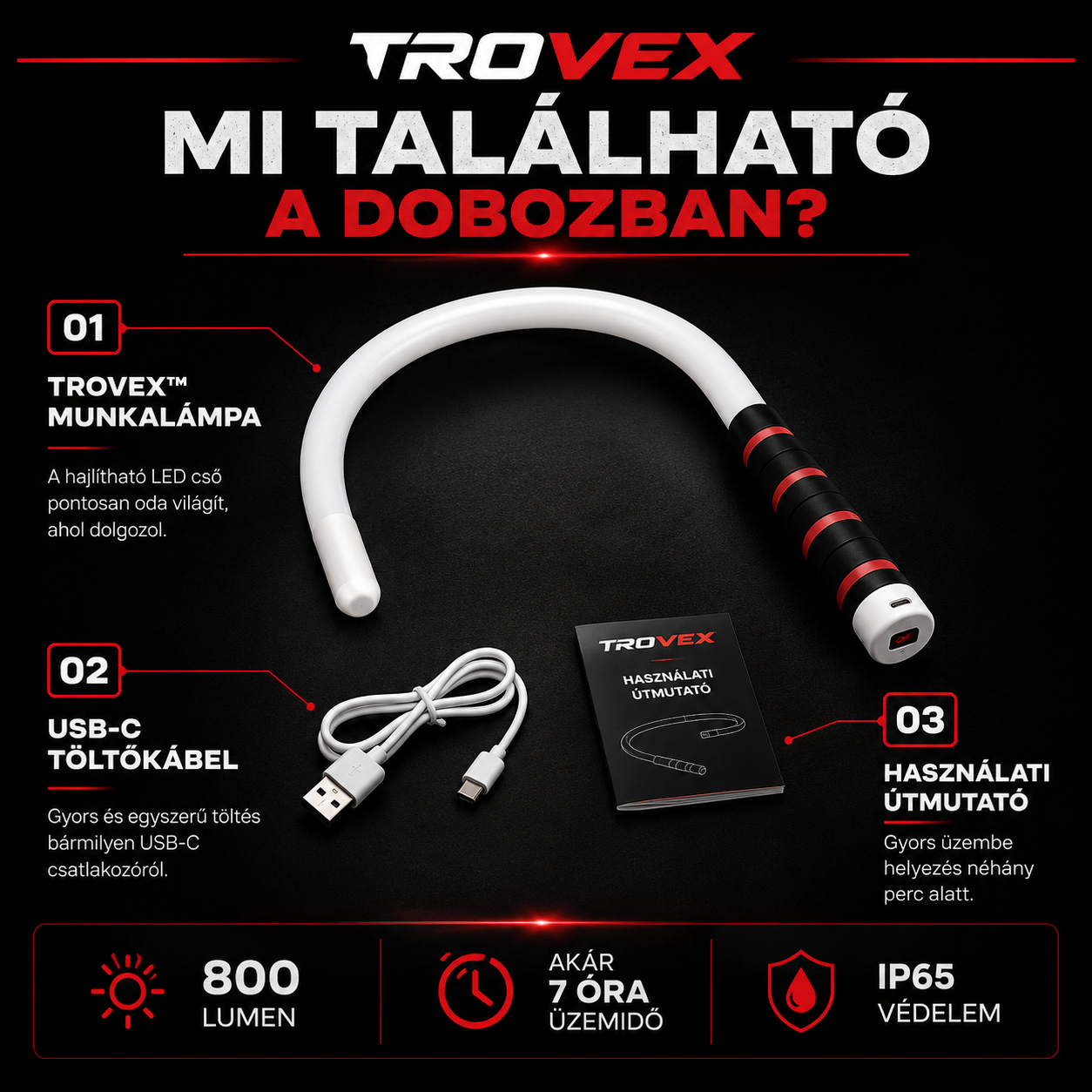 TROVEX™ HAJLÍTHATÓ MUNKALÁMPA